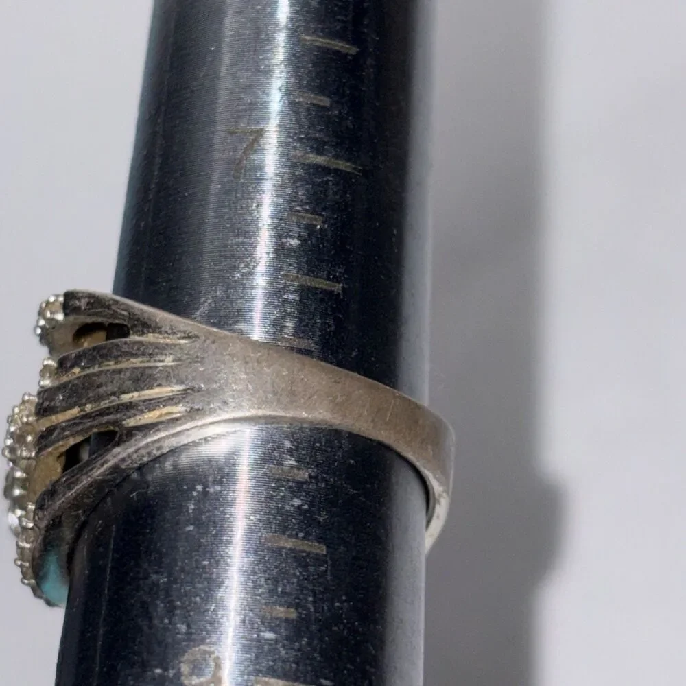 sjd Sterling Silver  925 cluster Ring cocktail Cubic Zirconia Size 8
